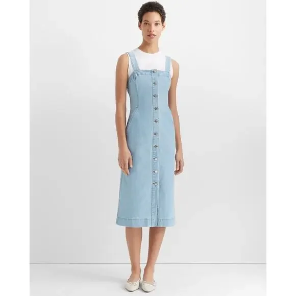 Club Monaco Denim Button Front Midi Dress Indigo Blue Size 10 NWT $249 Retail - Picture 2 of 11